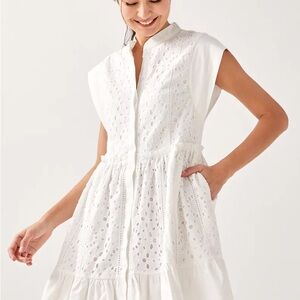 White Eyelet Sleeveless Dress